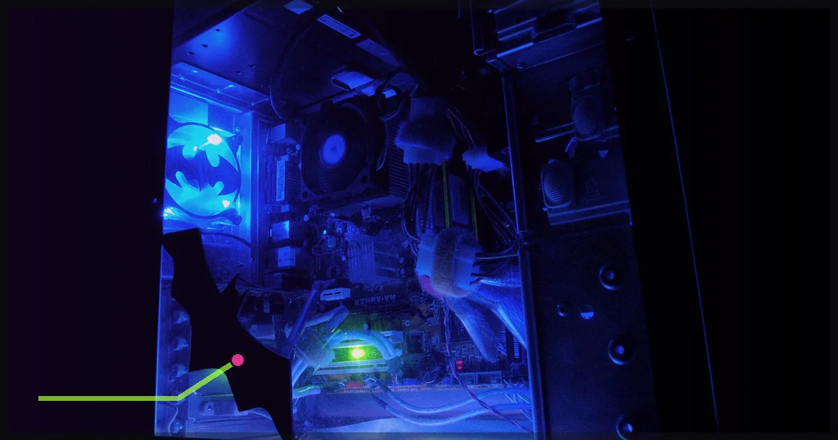 Custom gaming computer illuminated through a transparent side panel