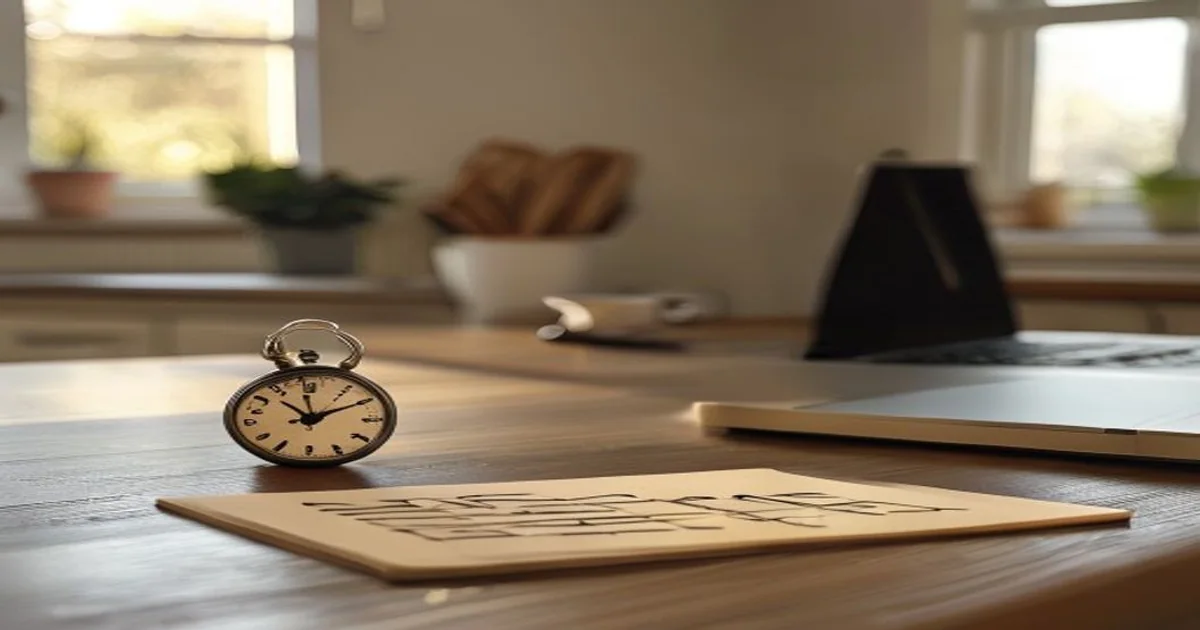 Kitchen timer and handwritten match test log beside a distant laptop on a plain desk